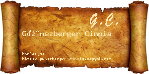 Günszberger Cinnia névjegykártya